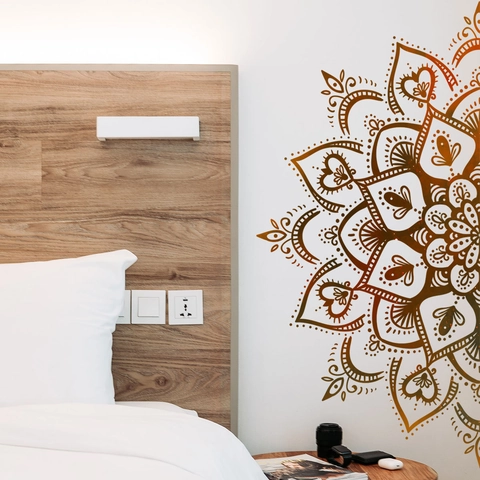 Mandala Lotus Wall Stickers PVC Removable Self Adhesive Geometric Floral Wall Decals For Bedroom Living Room Home Decor