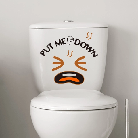 Divertente Adesivo per Sedile del Gabinetto Put Me Down PVC Espressione del Fumetto Impermeabile Decorazione del Bagno