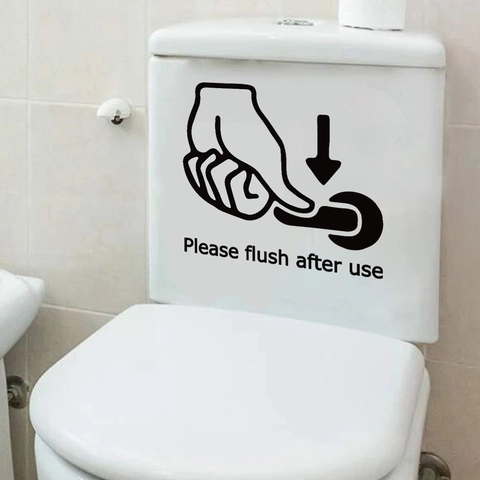 Please Flush After Use Αυτοκόλλητο Τουαλέτας Αδιάβροχο PVC Διακοσμητικό Μπάνιου Αφαιρούμενο Μαύρα Γράμματα Σήμα Διακόσμησης Κάθισμα Τουαλέτας