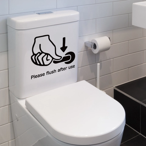 Please Flush After Use Αυτοκόλλητο Τουαλέτας Αδιάβροχο PVC Διακοσμητικό Μπάνιου Αφαιρούμενο Μαύρα Γράμματα Σήμα Διακόσμησης Κάθισμα Τουαλέτας