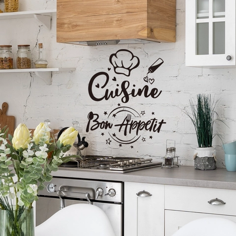 French Cuisine Bon Appetit Kitchen Wall Stickers PVC Removable Vinyl Art Wall Decal For Restaurant Dining Room Home Decor