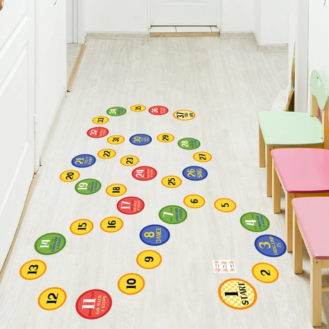 Colorati Adesivi Pavimento Gioco Della Campana Percorso Numerato Per Bambini Stanza Giochi Camera PVC Autoadesivo Educativo Decoro