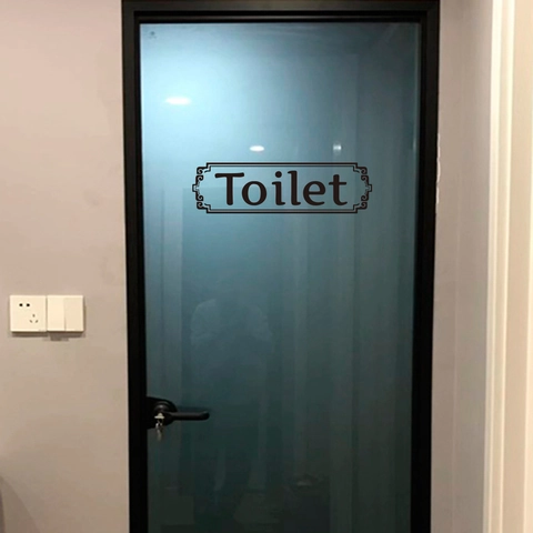 Toilet Bord Muursticker PVC Waterdicht Badkamer Deursticker Zwarte Belettering Vintage Rand Badkamer Decoratie