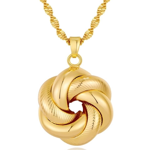 18K Verguld Koperen Sieradenset Voor Dames Gevlochten Bal Hanger Ketting En Oorbellen Dubai Indiase Afrikaanse Bruidshuwelijkssieraden