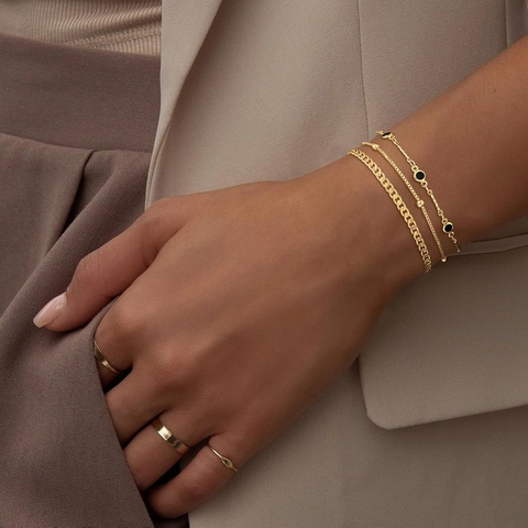 Gold Plated Stainless Steel Multi Layer Bracelet For Women Hollow Heart Curb Paperclip Chain Jewelry Gift Daily Decor