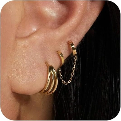 Set Orecchini in Ottone Placcato Oro Retrò Francese Con Künstliche Perle Zircone Nappine Cerchi E Perni Per Donna Gioielli Di Classe