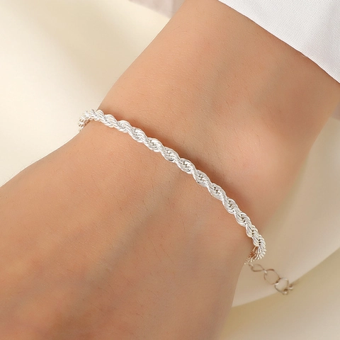 Tobillera de Cadena de Cuerda de Acero Inoxidable para Mujer Joyería de Pies de Cadena Torcida Chapada en Oro Plata Boho