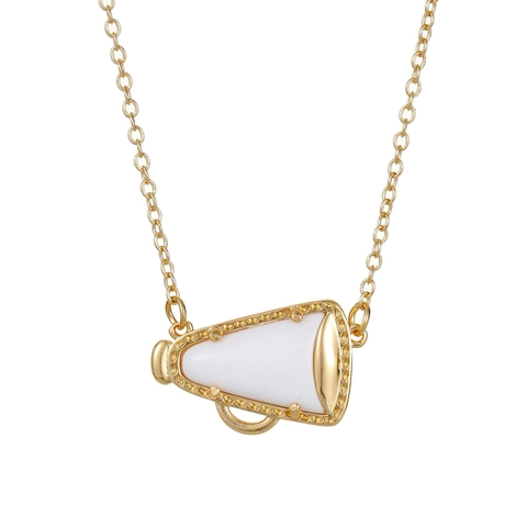 Mode Megaphon Anhänger Halskette Gold Silber Plattiert Kupfer Legierung Cheer Up Geschenk Halskette Mit Karte Für Damen Cheerleader Schmuck