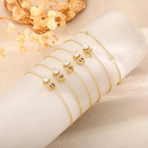 Cavigliera a Doppio Strato in Acciaio Inossidabile con Iniziale a Cuore Per Donna Placcato Oro Zirconia Lettera Gioielli Spiaggia