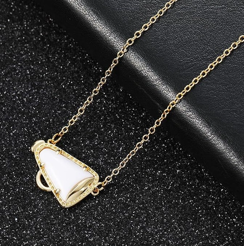 Mode Megaphon Anhänger Halskette Gold Silber Plattiert Kupfer Legierung Cheer Up Geschenk Halskette Mit Karte Für Damen Cheerleader Schmuck