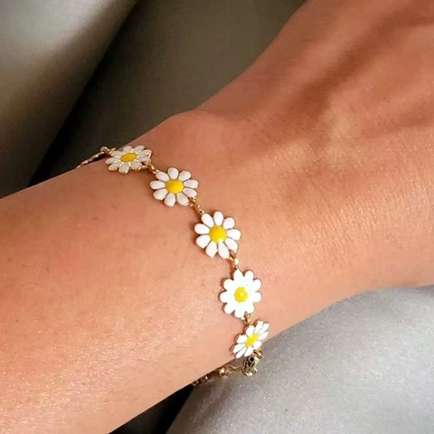 Gänseblümchen Blume Emaille Tropföl Legierung Goldkette Halskette Armband Fußkettchen Ohrringe Böhmischen Süßen Stil Für Frauen