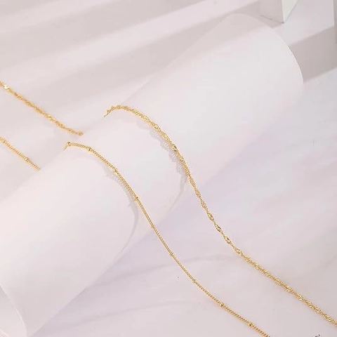 Cadena de Cintura Sexy de Doble Capa de Acero Inoxidable para Mujer Cadena de Cuerpo Minimalista con Cuentas y Cuerda Torcida Joyería de Playa