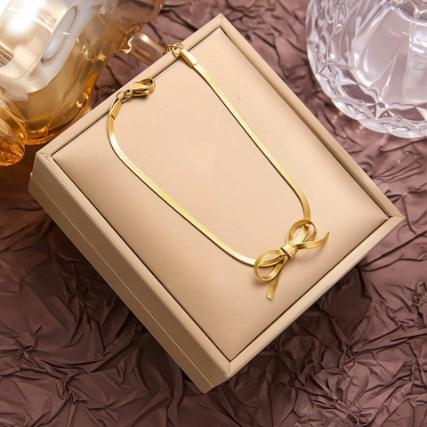 Titanium Steel Bowknot Blade Chain Bracelet For Women Gold Silver Color Elegant Fashion Jewelry Bracelet Daily Decor Accessory