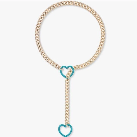 Stainless Steel Cuban Link Heart Lariat Necklace Adjustable Punk Y-Shaped Chain For Women Men Unisex Jewelry