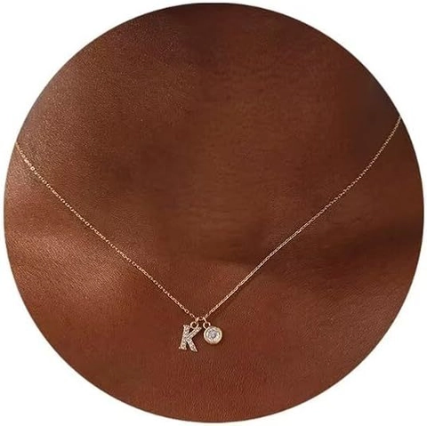 Elegant Copper Zirconia Initial Letter Pendant Necklace For Women Gold Plated Dainty Alphabet Charm Clavicle Chain Jewelry