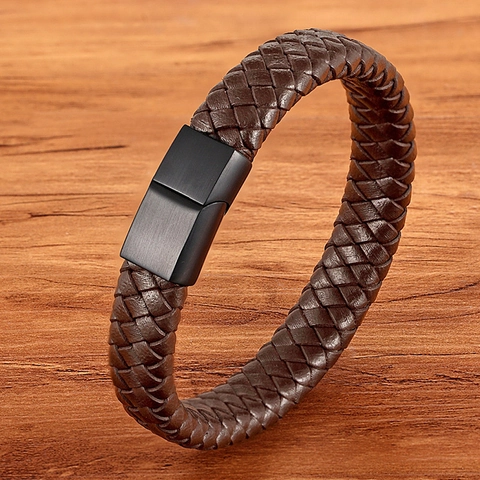 Vintage Geflochtenes Lederarmband Für Herren Damen Edelstahl Magnetverschluss Gewebtes Seil Armreif Modeschmuck Geschenk