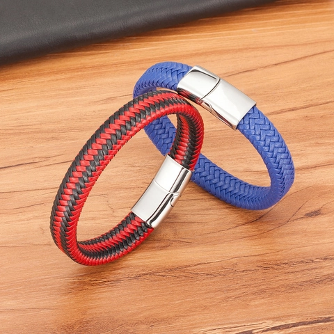 Herren Mode Geflochtenes Lederarmband Mit Edelstahl Magnetverschluss Minimalistischer Twist Armreif Schmuck Geschenk Für Männer