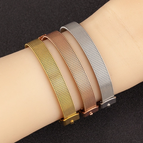 Verstellbares Edelstahl-Mesh-Armband Für Damen Herren Milanaise-Geflecht-Riemen Mode Minimalistischer Schmuck Gold Silber Roségold