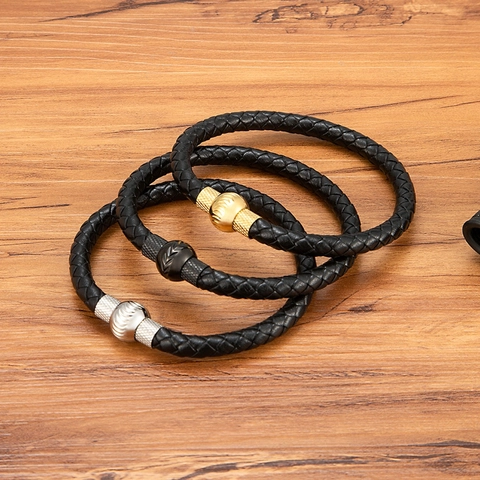 Herren Geflochtenes Lederarmband Mit Edelstahl Magnetverschluss Gewebter Lässiger Schmuck Geschenk Für Männer
