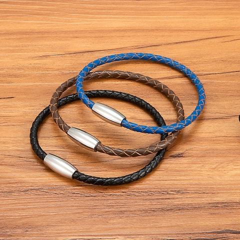 Geflochtenes Lederarmband Edelstahl Magnetverschluss Minimalistisches Gewebtes Armband Für Herren Damen Casual Mode Schmuck Geschenk