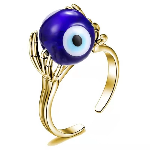 Gotisch Skeletthand Böser Blick Spinner Ring Anti Angst Stressabbau Kupfer Offen Verstellbar Halloween Schmuck Für Herren Damen