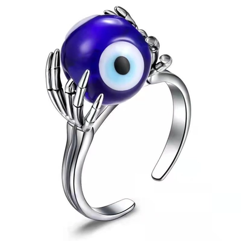 Gotisch Skeletthand Böser Blick Spinner Ring Anti Angst Stressabbau Kupfer Offen Verstellbar Halloween Schmuck Für Herren Damen