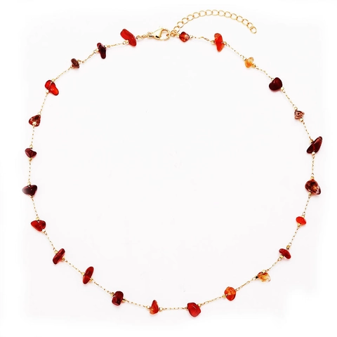 Bohemian Irregular Agate Natural Chip Stone Necklace Gold Plated Copper Chain Adjustable Amethyst Garnet Jewelry For Women