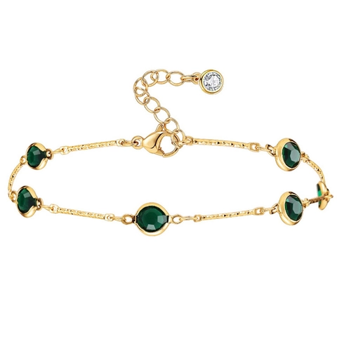 18K Gold Plated Copper Zircon Adjustable Anklet For Women Minimalist Green Pink Clear Gem Foot Chain Jewelry