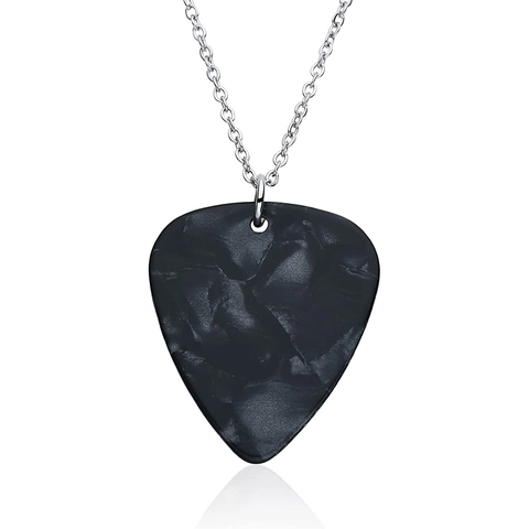 Stainless Steel Guitar Pick Pendant Necklace And Earrings Marble Texture Rock Music Jewelry For Men Women Trend Accessories