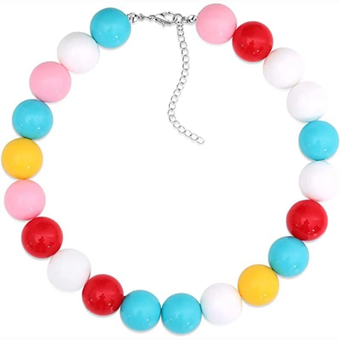 Acrylic Colorful Round Beaded Statement Necklace Personalized Exaggerated Resin Bubble Beads Chain Necklace Bracelet Fashion Jewelry For Women Men