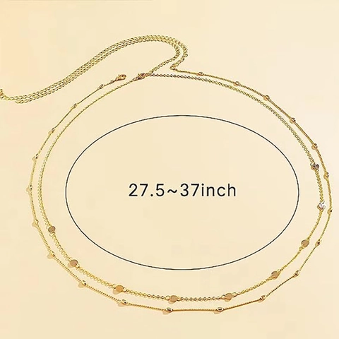 Sexy Double Layer Copper Waist Chain For Women Metal Sequin Bead Adjustable Body Chain Retro Beach Street Fashion Jewelry