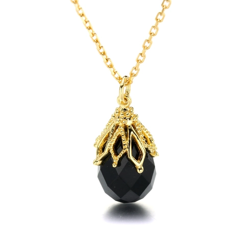 Vintage 925 Sterling Zilver Waterdruppel Hanger Voor Vrouwen Met Zwarte Onyx Wit Kristal Opengewerkte Paleisstijl Sieraden Zonder Ketting