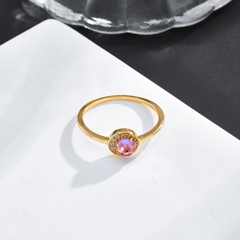 14k Vergoldet 925 Sterlingsilber Brasilianischer Amethyst Zirkon Mond Ring Vintage Hofstil Edelstein Fingerring Für Damen