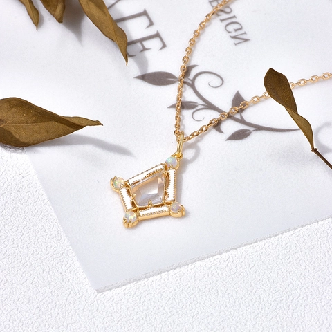 Palace Style 925 Silver 14K Gold Plated White Crystal Opal Kite Shape Pendant Only Without Chain Jewelry For Women