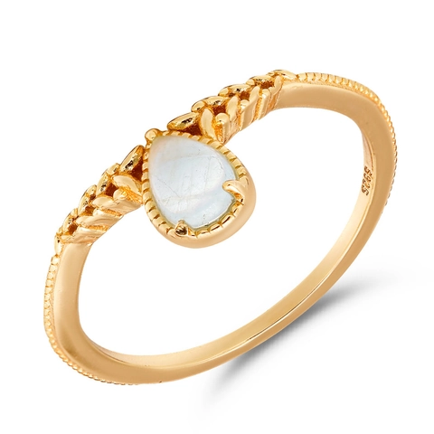 925 Sterlingsilber Ring Für Damen 14K Vergoldet Gefüllter Aquamarin Birnenform Wassertropfen Vintage Stapelbarer Schmuck