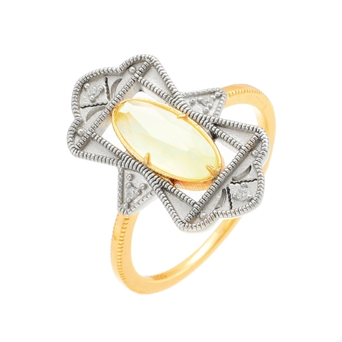 S925 Sterling Silver Gold Prehnite Ring Pendant Vintage Art Deco Jewelry For Women Gold Plated Hypoallergenic Accessory