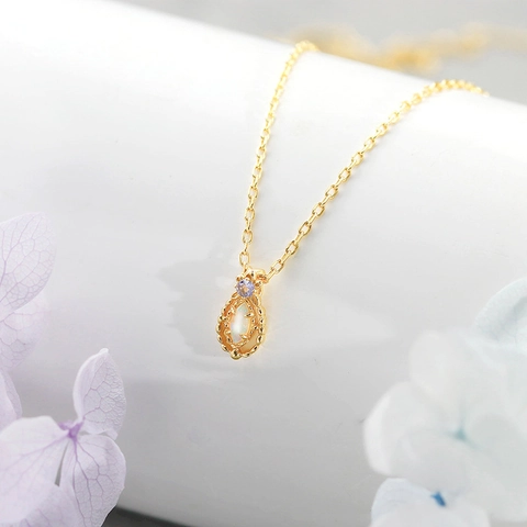 Vintage 14K Gold Plated S925 Sterling Silver Australian Opal Tanzanite Teardrop Necklace Stud Earrings Ring For Women