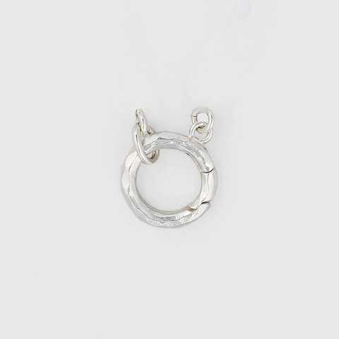S925 Argent Sterling Pendentif Bélière Connecteur Rond Anneau à Ressort Plaqué Or 14K Texture Martelée DIY Fabrication de Bijoux Composant Colliers Rétro Femme