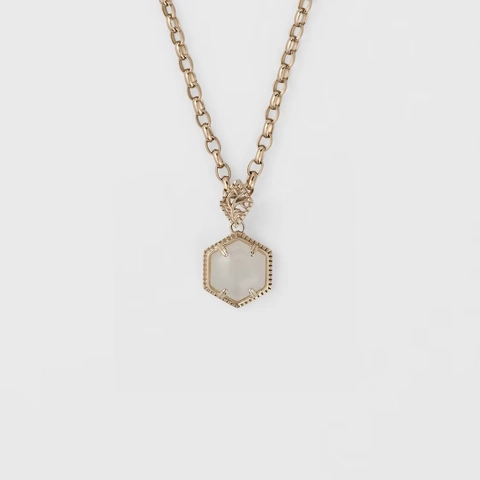 French Vintage Hexagon Hetian Jade Pendant Only (Without Chain) S925 Sterling Silver 14K Gold Plated Hollow Leaf Jewelry Women Gift