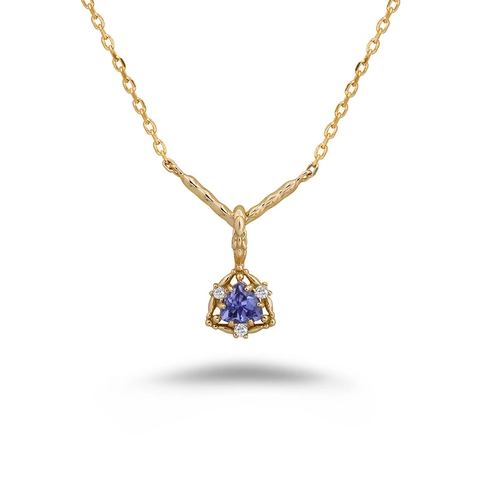 Collana con Pendente a Triangolo in Argento Sterling S925 Placcato Oro 14K Tanzanite Naturale Pietra di Luna Gioielli Donna