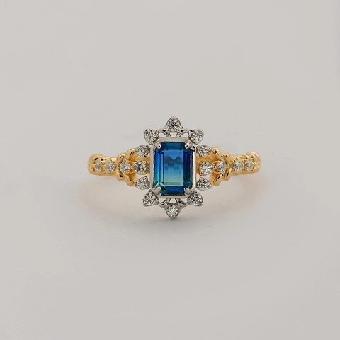 Vintage 925 Sterlingsilber Ring Halskette Set Blau Grün Glas Zirkonia Smaragdschliff Halo Schmuck Für Damen Hochzeit Bankett Geschenk