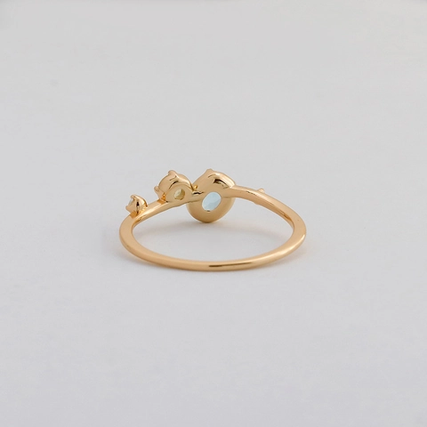 S925 Sterling Silver 14K Gold Plated Sky Blue Topaz Ring For Women Irregular Yellow Citrine Minimalist Finger Jewelry Gift