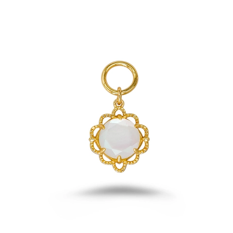 Pendentif en Argent Sterling 925 Cristal Blanc Nacre Double Face Forme de Fleur Grille de Fenêtre Collier Bijoux Femme