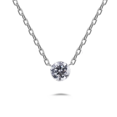 Minimalist 925 Sterling Silver Moissanite Round Pendant Necklace Bezel Set Moissanite Choker For Women Fine Jewelry Gift