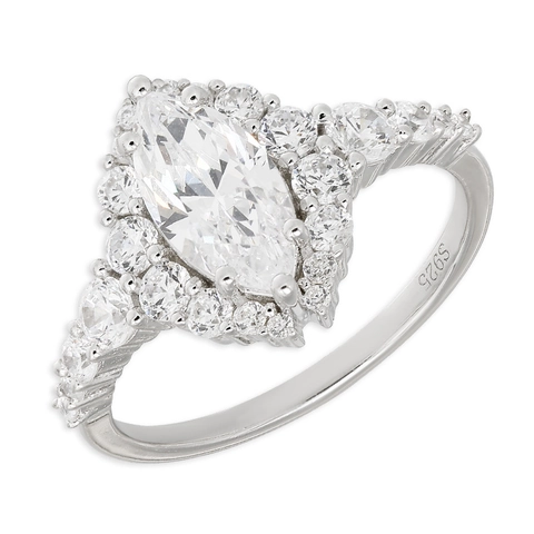 Luxury 925 Sterling Silver Marquise Cut Zirconia Halo Ring For Women Elegant High Carbon Diamond Finger Ring Wedding Jewelry