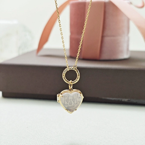 Relicario de Corazón de Cuarzo Rosa Natural Vintage Francés de Plata de Ley 925 Chapado en Oro Diseño de Calavera XOXO Joyería
