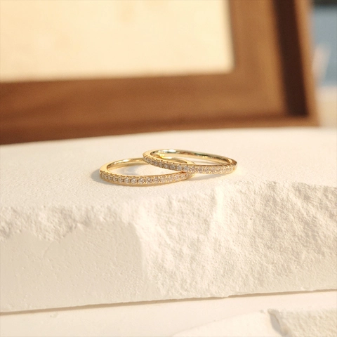 Luxury 925 Sterling Silver Eternity Stackable Band Ring With Zirconia Gold Silver Plated Fashion Jewelry For Women