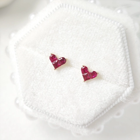 925 Sterling Silver Red Corundum Heart Jewelry For Women Necklace Earrings Ring Bracelet 14K Gold Plated Romantic Gift
