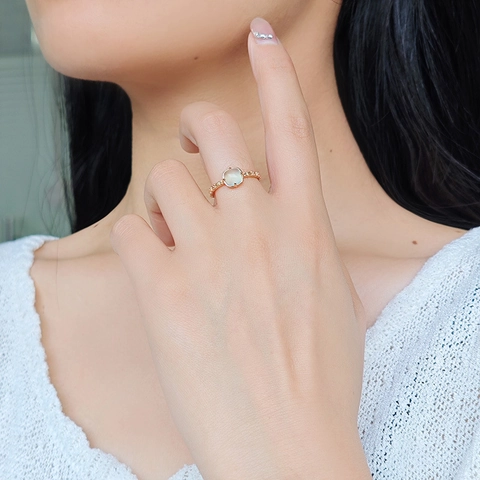 Vintage S925 Sterling Silver Gold Plated Natural Prehnite Ring Square Green Gemstone Floral Lace Finger Ring Women Jewelry