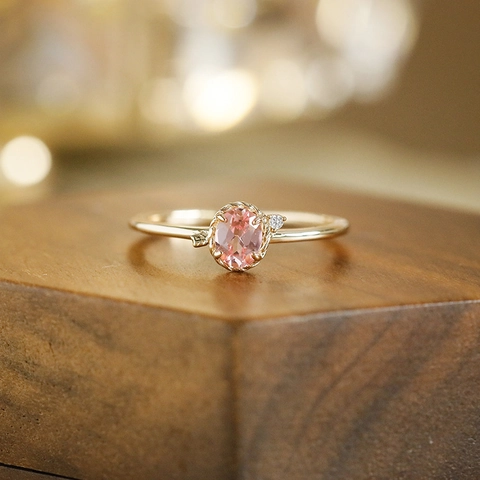 925 Sterling Silver Jewelry Pink Padparadscha Necklace Oval Gemstone Ring Earring Studs For Women Elegant Anniversary Gift